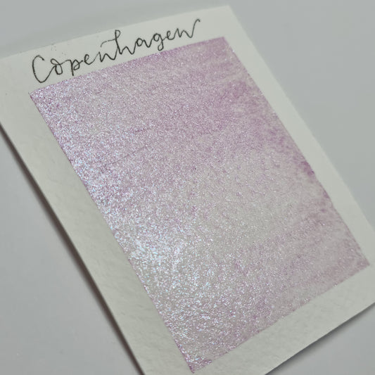 Handmade Shimmer Watercolor Paint | Pink Violet Iridescent Half Pan | Copenhagen