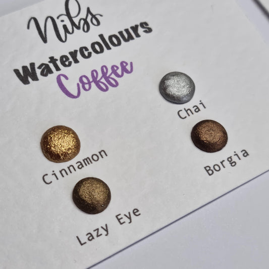 Shimmer Watercolor Dot Card Collection | Coffee Theme, Vegan Handmade Paint
