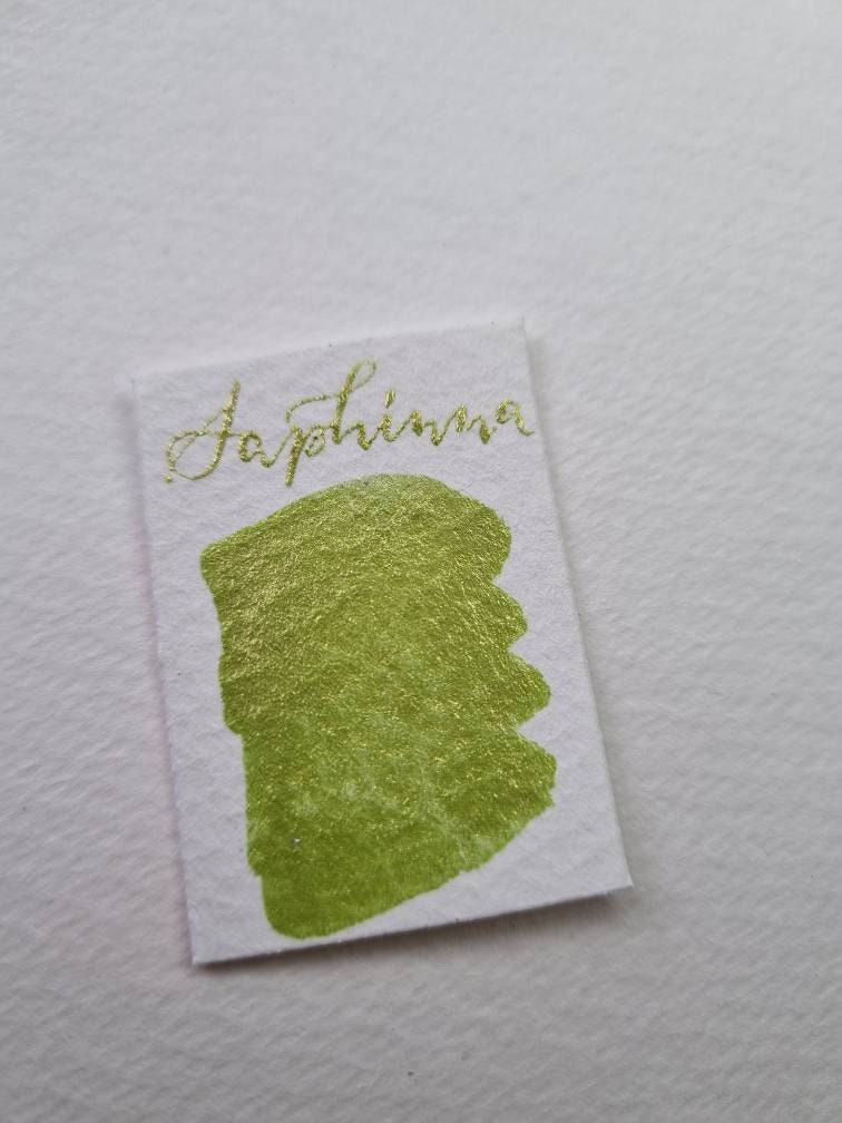 Handmade Glitter Watercolour Paint | Iridescent Lime Green, Vegan Half Pan