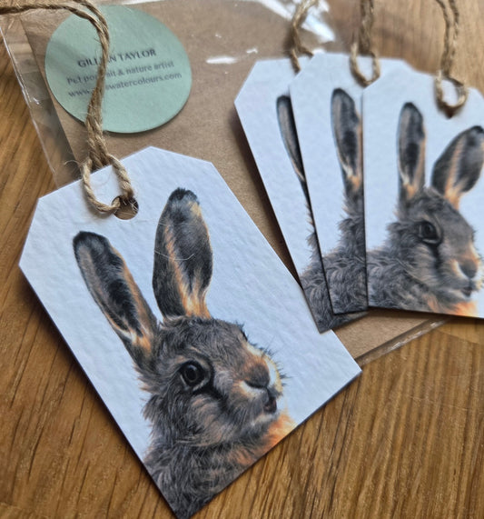 Set of 4 gift tags: Leveret (hare)