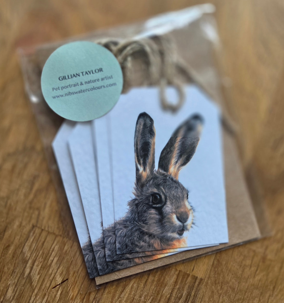 Set of 4 gift tags: Leveret (hare)