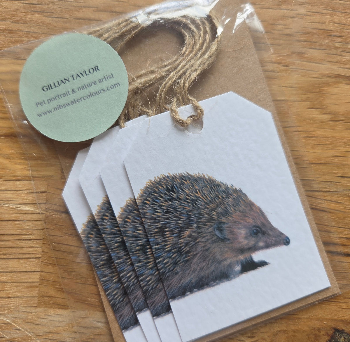 Set of 4 gift tags: Hedgehog