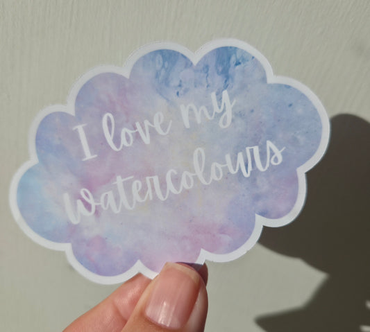 Watercolour Artist Sticker | "I Love My Watercolours" Calligraphy Cloud Sticker | Journal & Sketchbook Gift