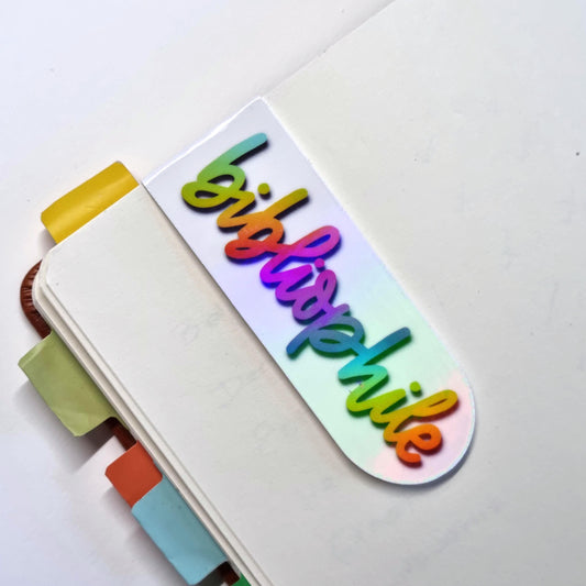 Holographic Bibliophile Magnetic Bookmark - Handmade Reader Gift