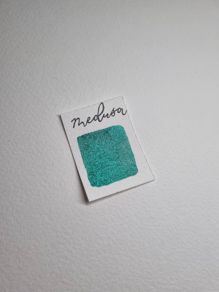 Handmade Medusa Green Chrome Watercolor Paint | Glitter Calligraphy Ink