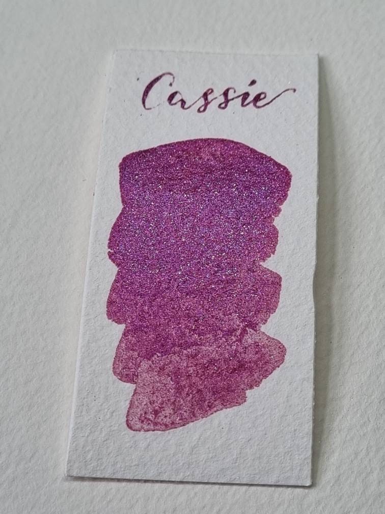 Handmade Shimmer Watercolor Paint | Pink Cerise Mica, Calligraphy Ink | Cassie