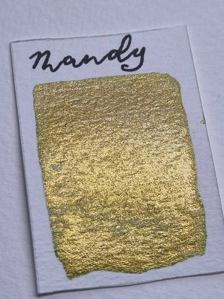 Handmade Gold/Green Duo Chrome Watercolour Paint | Vegan Artisan Half Pan | Mandy