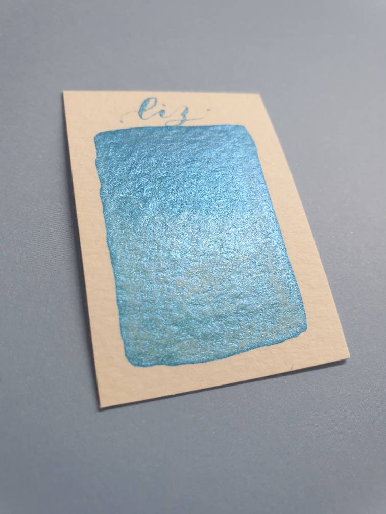 Handmade Glitter Watercolor Paint | "Liz" Blue Metallic Shimmer