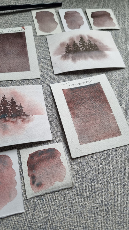 Handmade watercolour paint | Tempest | granulating separating pink red brown blue green | gift for artist
