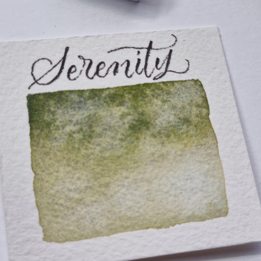 Unique Handmade Watercolour | Green Yellow Variations - Artistic Gift for Color Lovers | granulating separating | Serenity