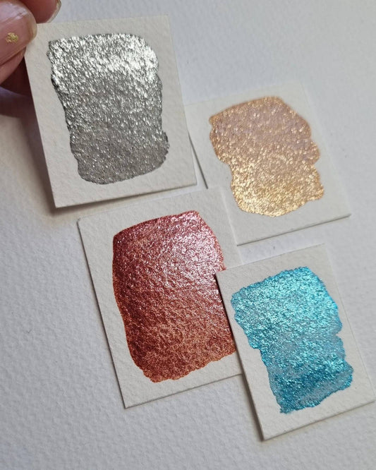 Handmade Iridescent Red Gold Watercolour Paint | Khufu, Vegan Shimmer | Khufu