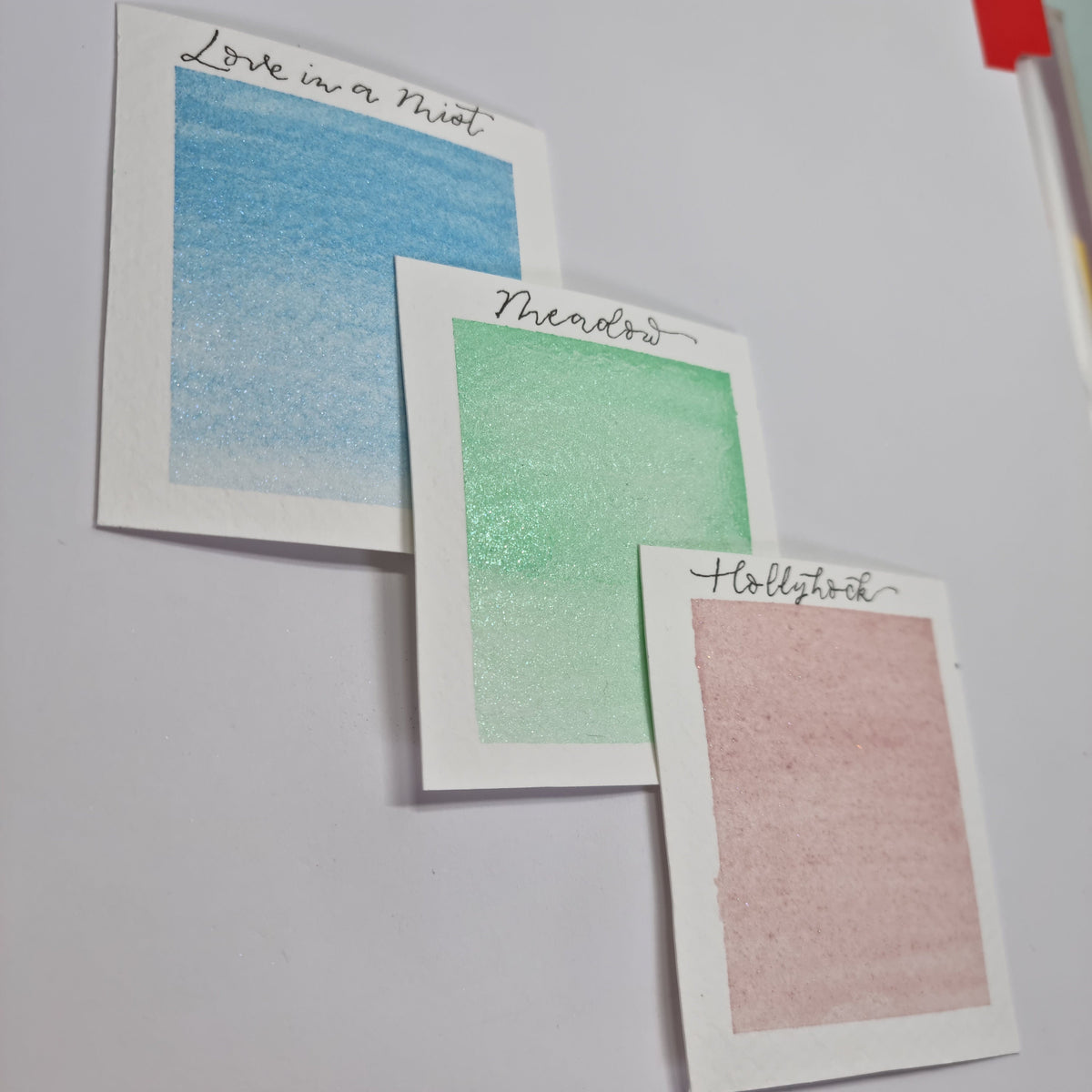Handmade vegan pastel watercolour shimmer paint | Hollyhock | pastel shell pink