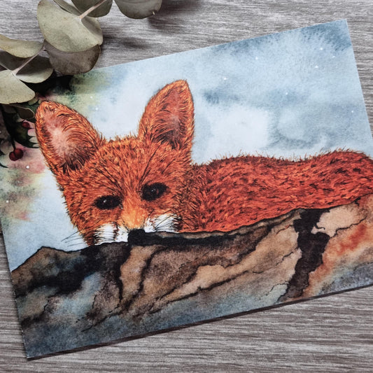 Adorable Luxury Fox Christmas Card | Handmade Xmas Greeting | Nature-Inspired Art
