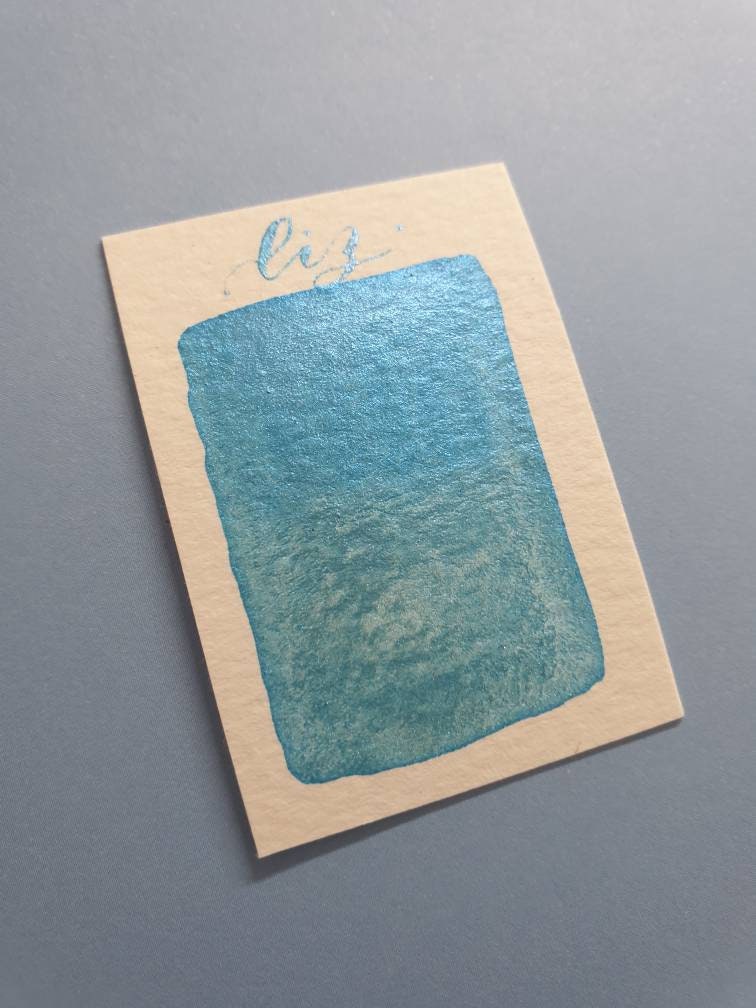 Handmade Glitter Watercolor Paint | "Liz" Blue Metallic Shimmer