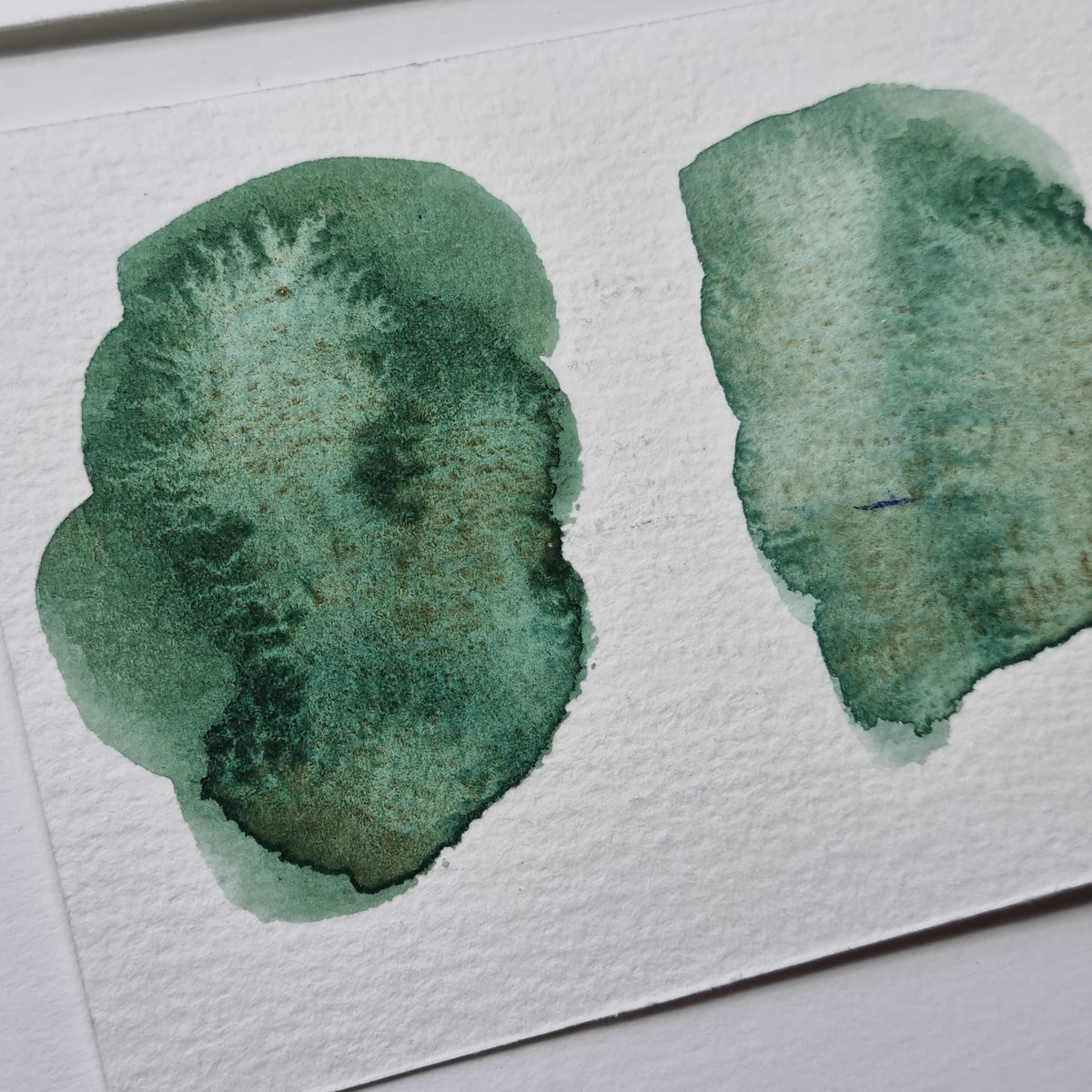 Handmade watercolour paint | green/brown granulating/separating |  Lazise | gift for artist