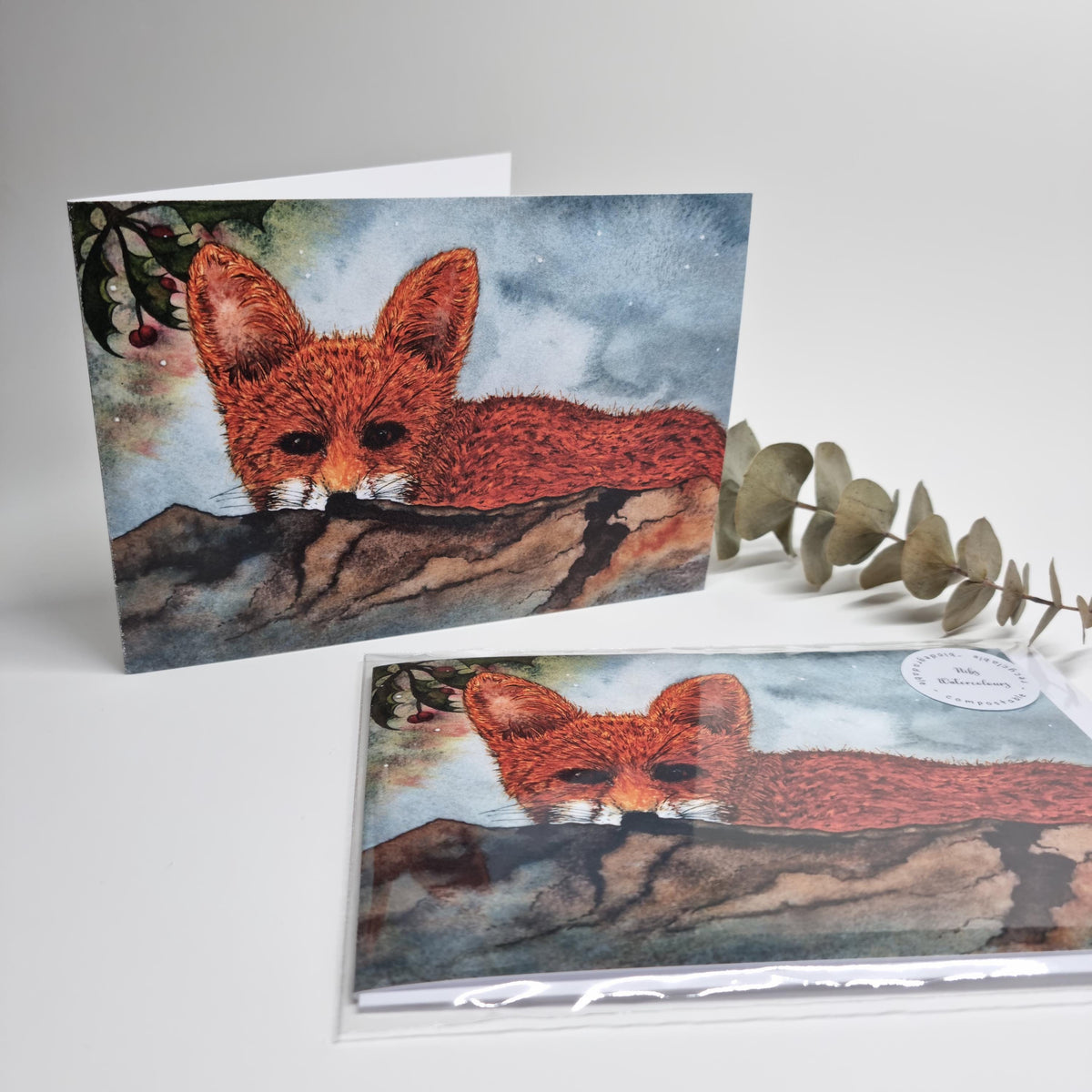 Adorable Luxury Fox Christmas Card | Handmade Xmas Greeting | Nature-Inspired Art