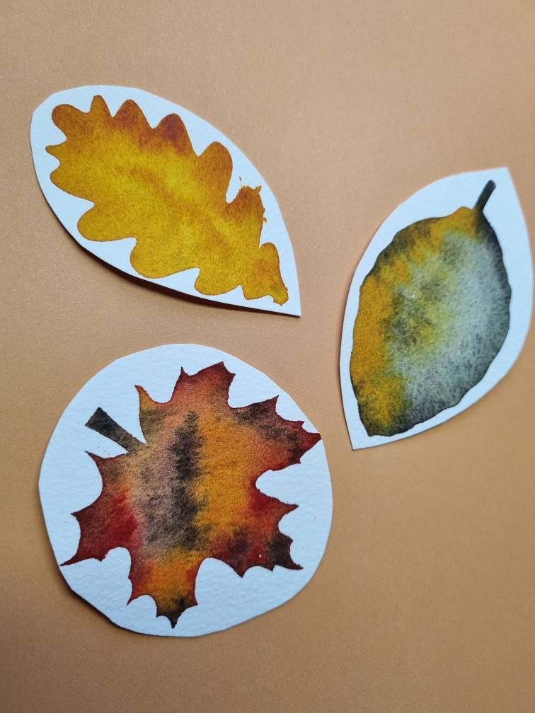 handmade watercolour paint | granulating red | Autumn Leaves Collection  | Maple |