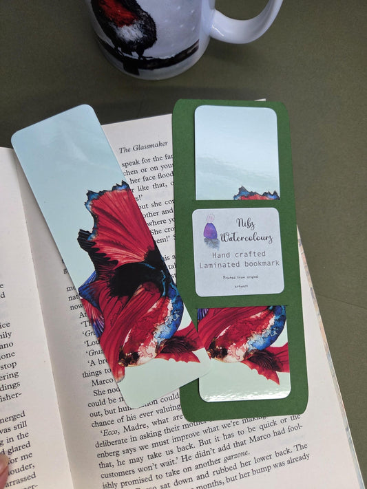 Handmade art print bookmark | watercolour nature bookmark | wildlife page marker | siamese betta fish