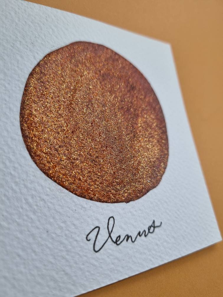 Handmade Iridescent Watercolor Paint | Venus Orange Gold Chrome | Venus