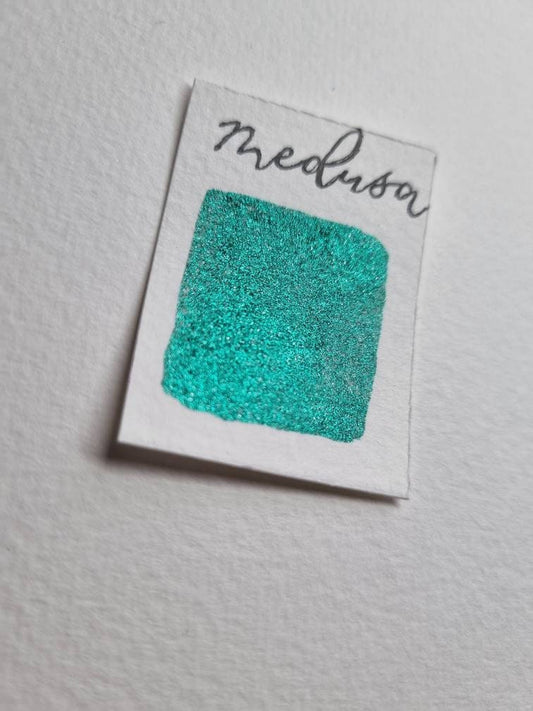 Handmade Medusa Green Chrome Watercolor Paint | Glitter Calligraphy Ink