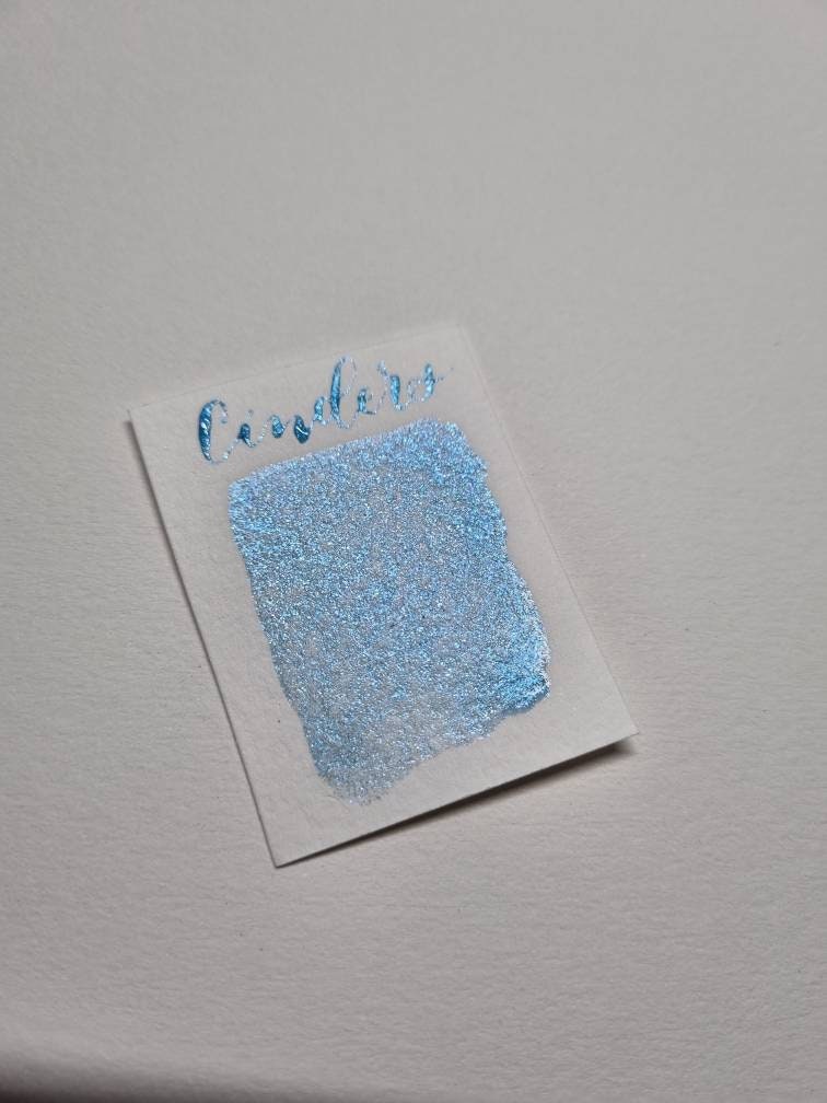 Handmade Glitter Blue Watercolour Paint | Vegan Mica Half Pan | Cinders