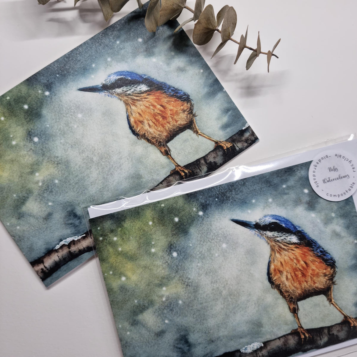 Luxury Nuthatch Christmas Card from original artwork | Simple Nature Lover gift card
