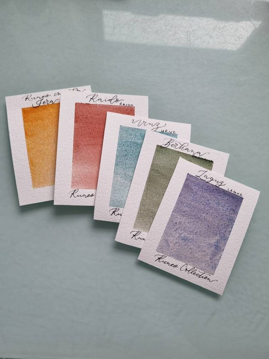 Handmade vegan watercolour paint | granulating orange yellow | Jera Runes collection