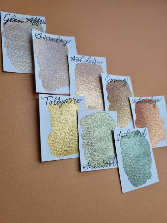 Handmade Copper Orange Shimmer Watercolor Paint | Vegan Mica Half Pan - Ashridge