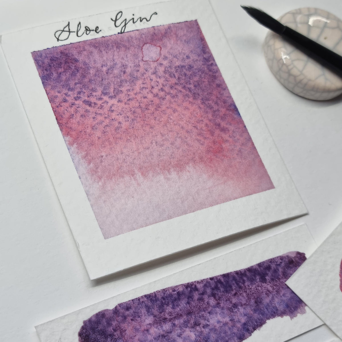 Sloe Gin Watercolour Paint | Handmade Granulating Pink Purple Half Pan