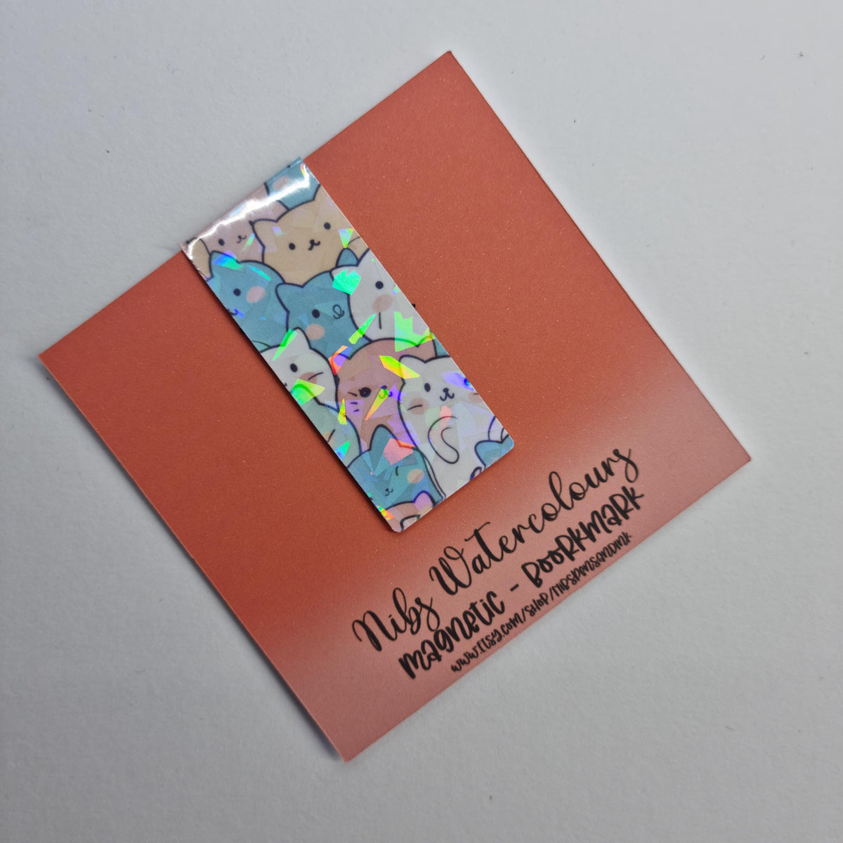 Kawaii Cat Magnetic Bookmark | Holographic Gift for Book Lover