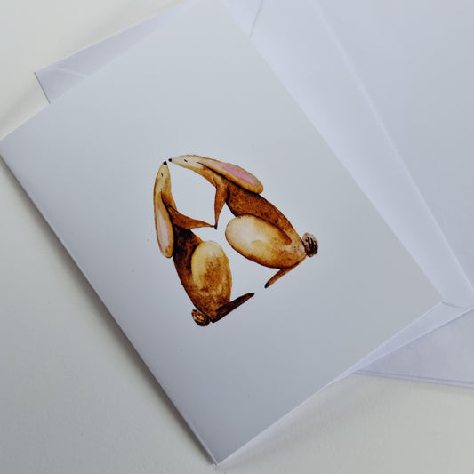 Hare Art Print Notecards – Set of 6 Handmade Watercolor Bunny Greeting Cards
