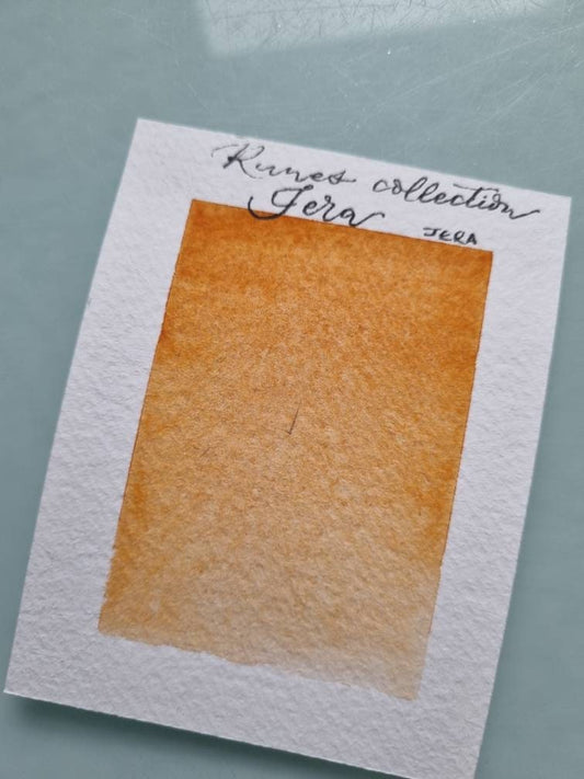 Handmade vegan watercolour paint | granulating orange yellow | Jera Runes collection