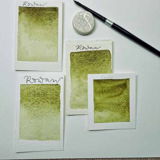 Handmade watercolour paint | Rowan | Autumn Leaves Collection | granulating leaf green
