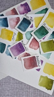 Handmade watercolour paint | green/brown granulating/separating |  Lazise | gift for artist