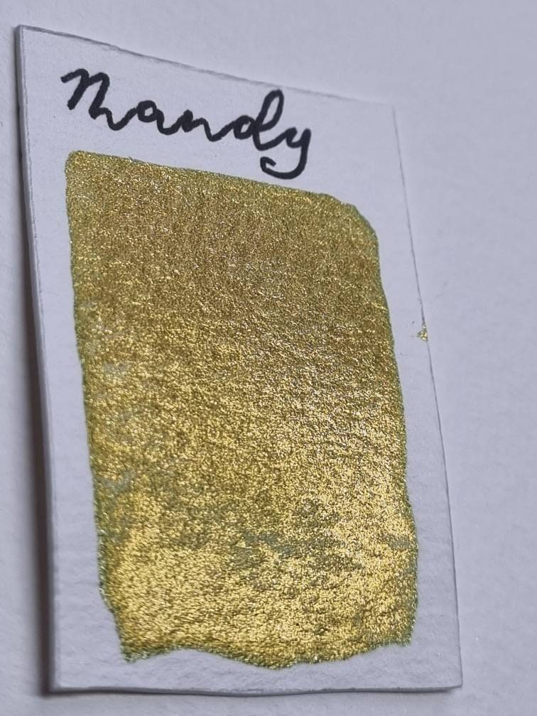 Handmade Gold/Green Duo Chrome Watercolour Paint | Vegan Artisan Half Pan | Mandy