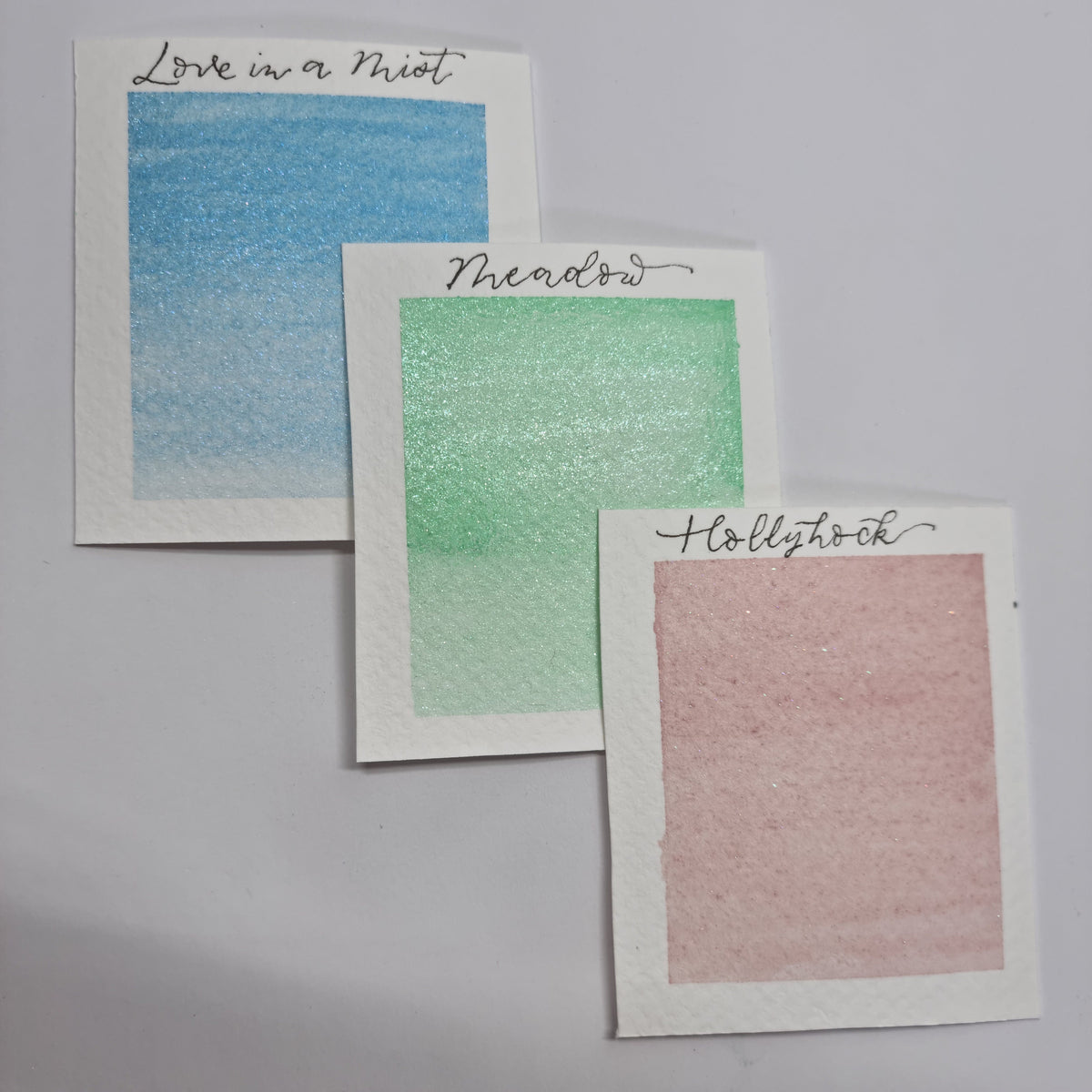 Handmade vegan pastel watercolour shimmer paint | Hollyhock | pastel shell pink