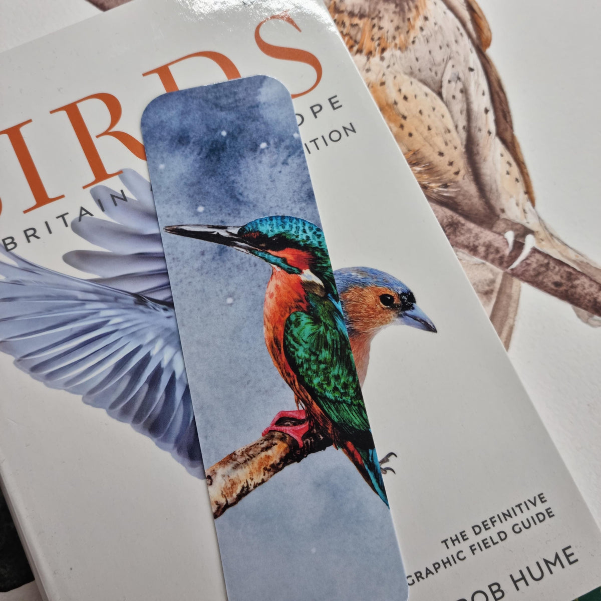 Handmade Kingfisher Bookmark | Watercolor Art Print, Nature Lover Gift | Laminated double sided