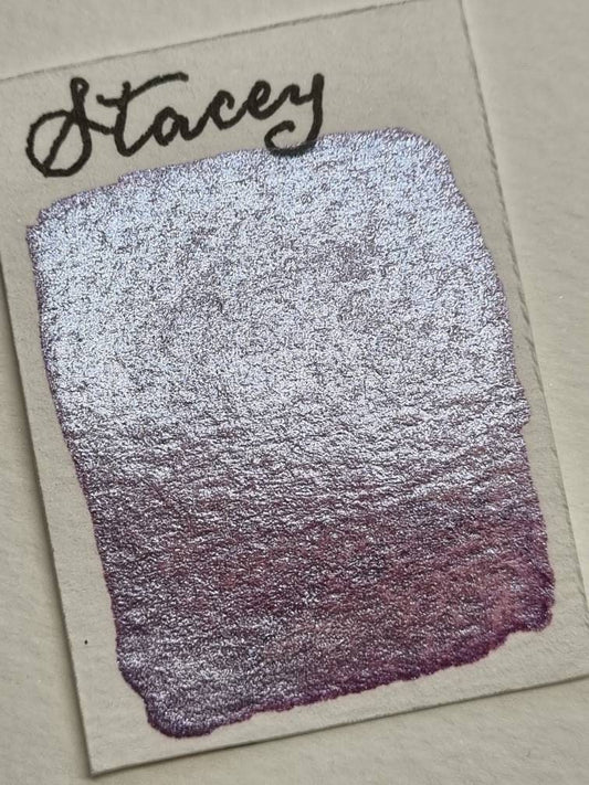 Handmade Metallic Watercolour Paint | Pink Lilac Shimmer, Vegan Half Pan | Stacey
