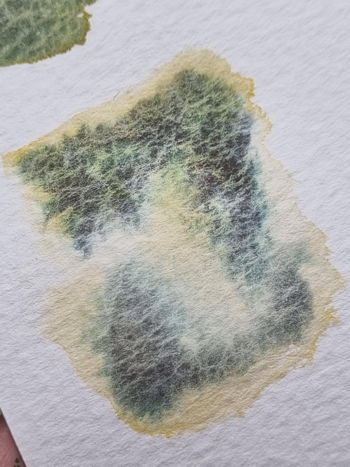 Unique Handmade Watercolour | Green Yellow Variations - Artistic Gift for Color Lovers | granulating separating | Serenity