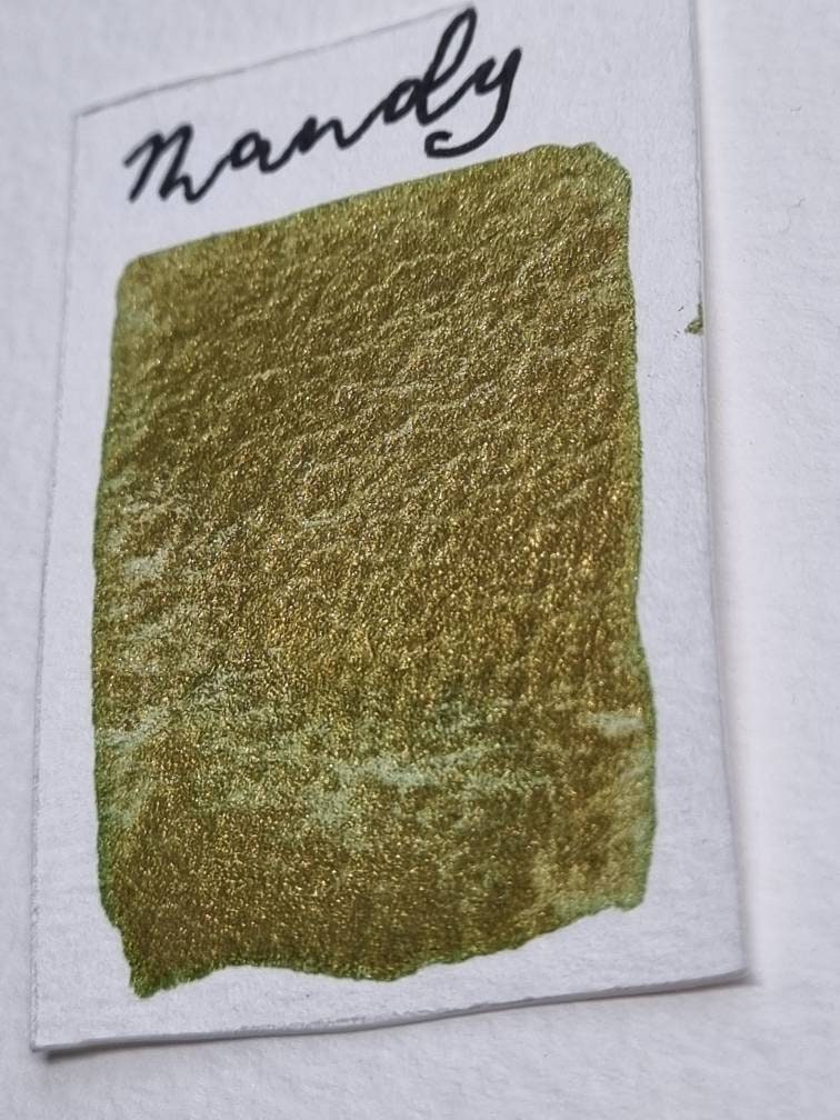 Handmade Gold/Green Duo Chrome Watercolour Paint | Vegan Artisan Half Pan | Mandy