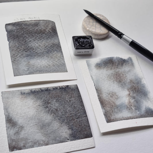 Handmade watercolour paint | granulating - Black/blue | Nib's Grey (Payne's grey alternative) | gift for artist