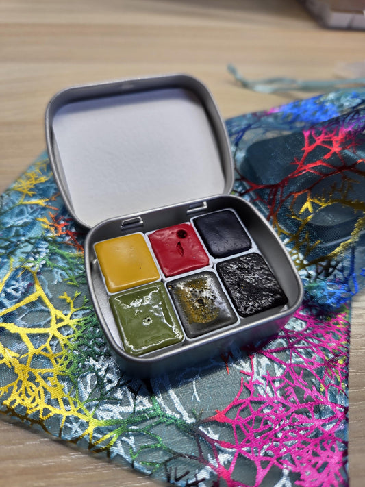 Handmade vegan watercolour paint tin | 6 half pans | mix and match