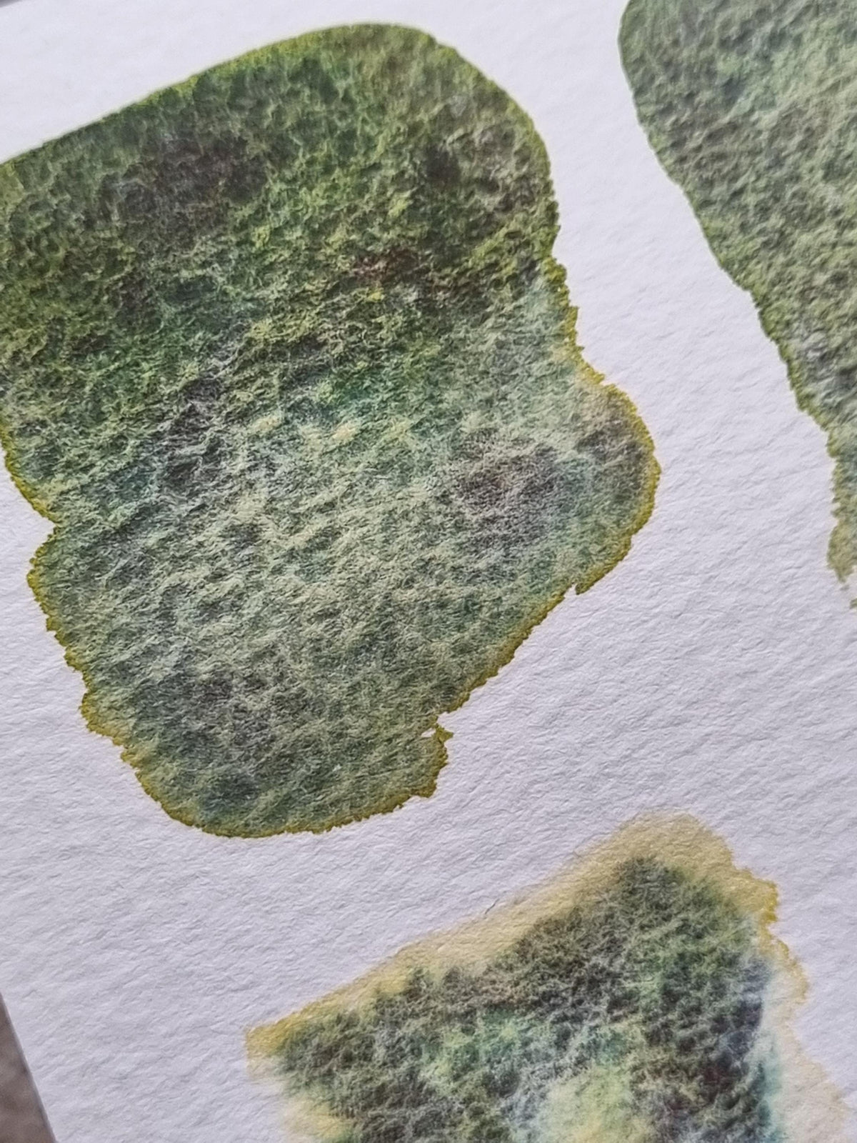 Unique Handmade Watercolour | Green Yellow Variations - Artistic Gift for Color Lovers | granulating separating | Serenity