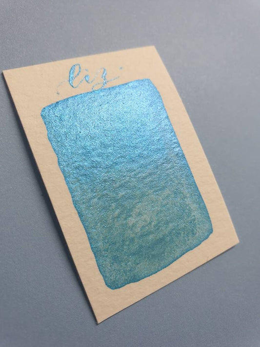 Handmade Glitter Watercolor Paint | "Liz" Blue Metallic Shimmer