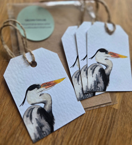 Set of 4 gift tags: Heron