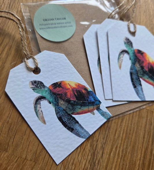 Set of 4 gift tags: Turtle