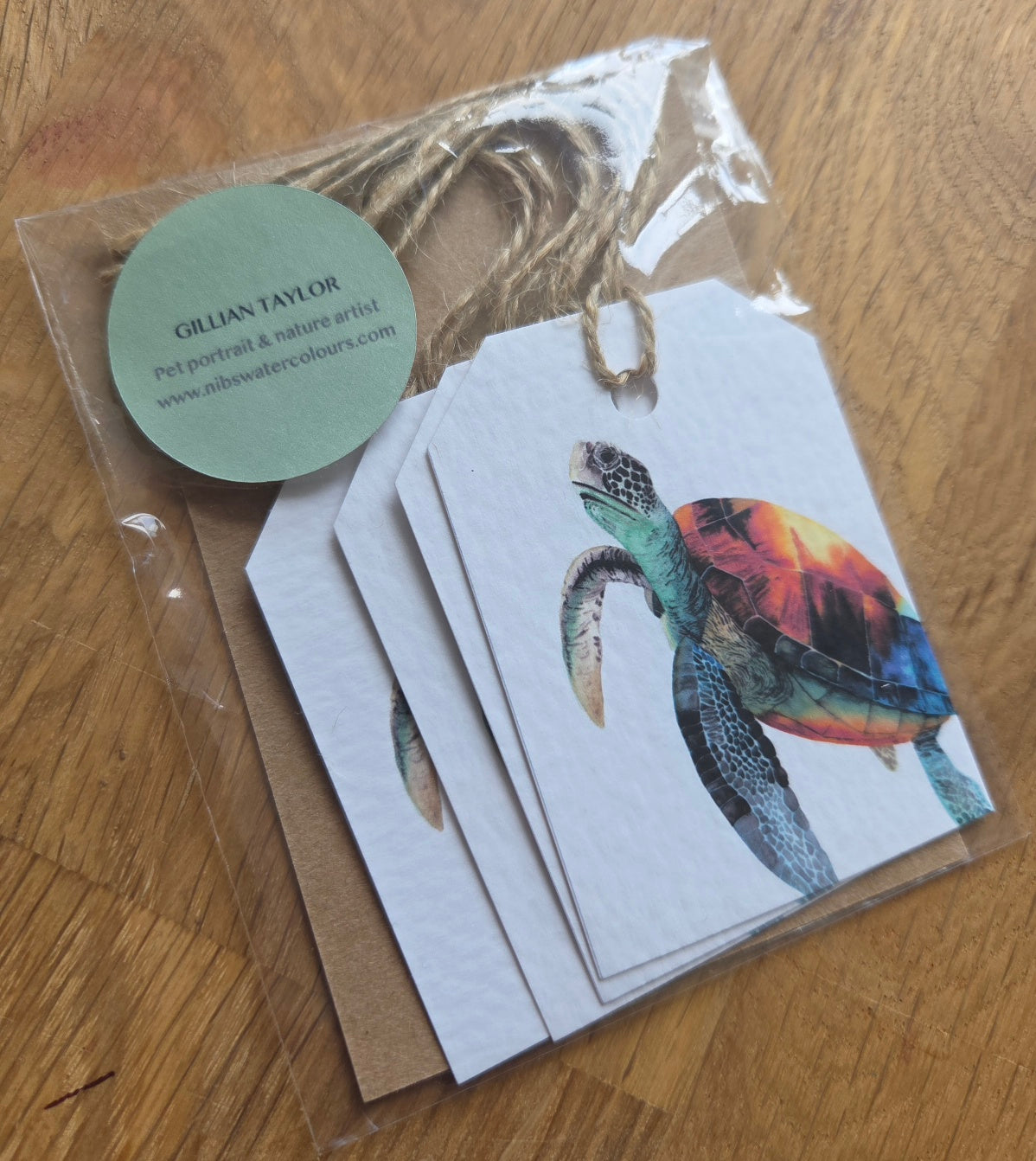 Set of 4 gift tags: Turtle