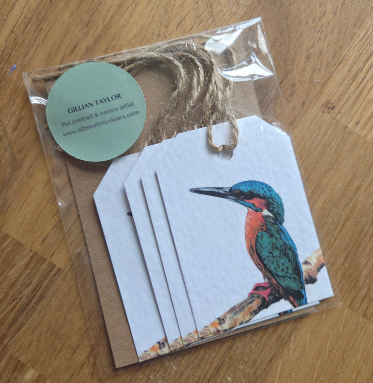 Set of 4 gift tags: Kingfisher