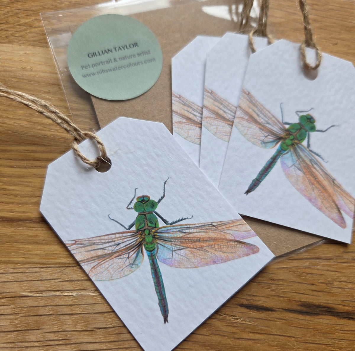 Set of 4 gift tags: Dragonfly