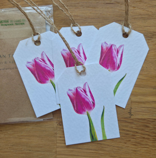 Set of 4 gift tags: tulip